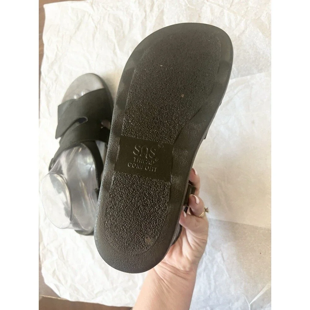 SAS Tripad Comfort Slingback Sandal Womens Black Leather Adjustable Size 9